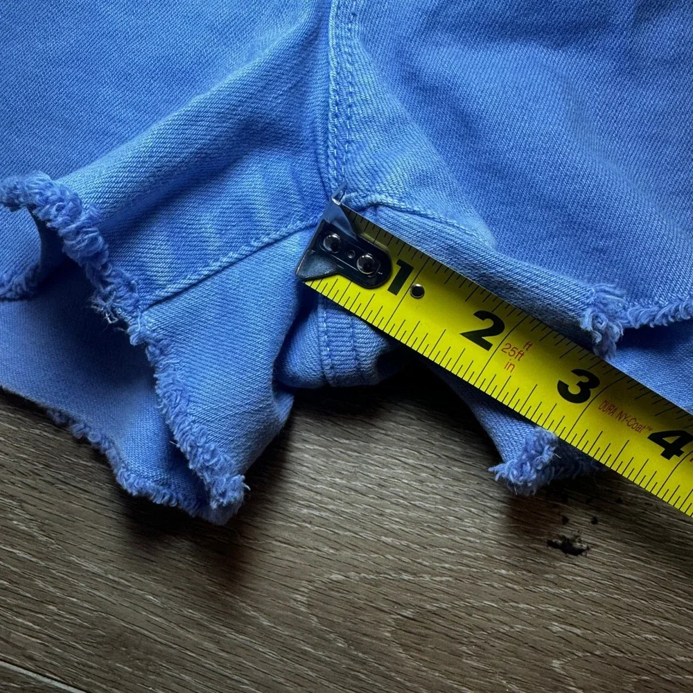 J.Crew Mercantile Women Periwinkle Blue Denim Cutoff Shorts Raw Hem Stretch 28/6